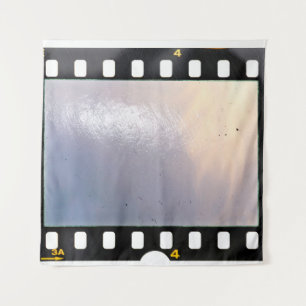 Blank 35mm film frame or strip on white background tapestry