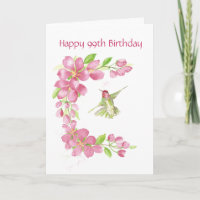 Blank 99th Birthday Cherry Blossom & Hummingbird