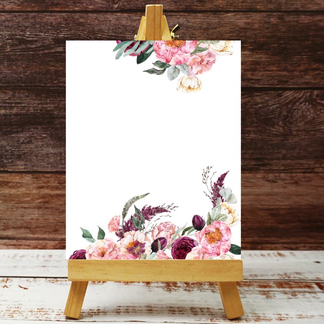 Blank Add Your Own Boho Pink Blush Burgundy Peony  Poster (Creator Uploaded)