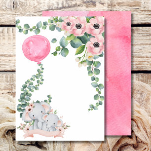 Blank Add Your Own Pink Balloon Eucalyptus  Invitation