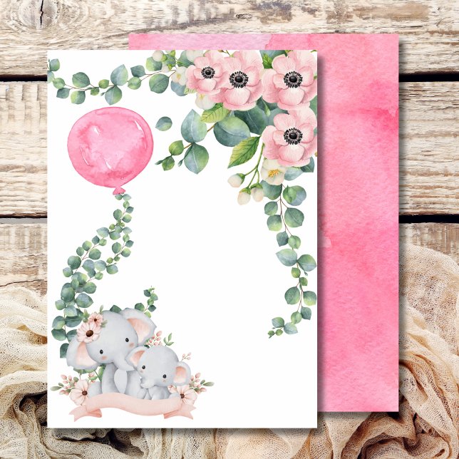 Blank Add Your Own Pink Balloon Eucalyptus  Invitation (Creator Uploaded)