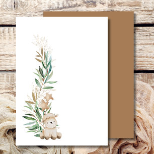 Blank Add Your Own Sweet Little Lamb Greenery Invitation