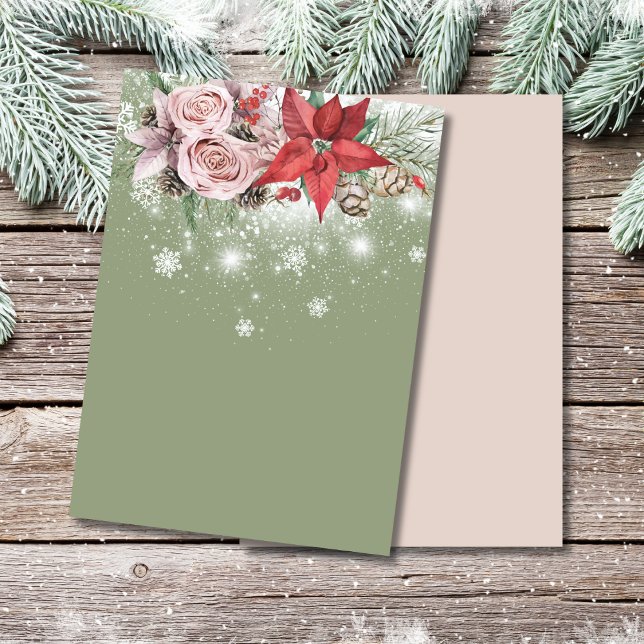 Blank Add Your Own Winter Baby In Bloom sage green Invitation (Creator Uploaded)