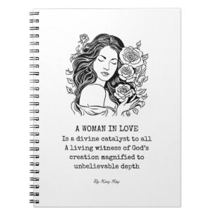 Blank and white woman with roses notebook journal