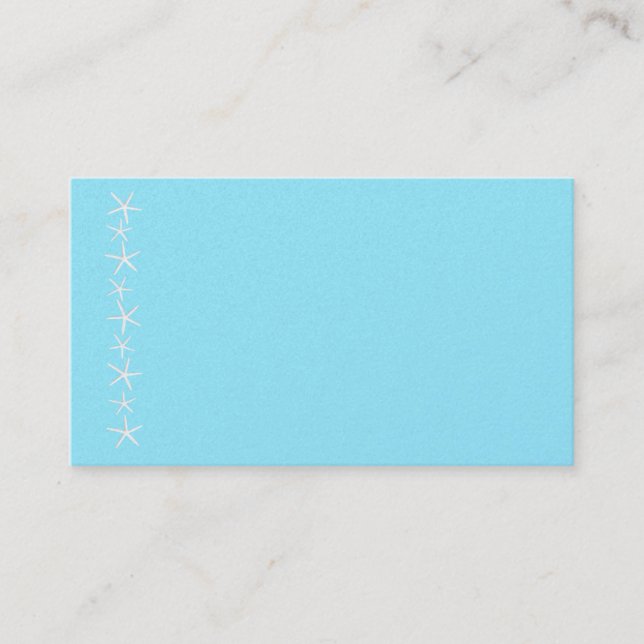 Blank Aqua Starfish Border Place Cards, Medium Card (Front)