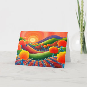 Blank Art greeting card, original art sunset Card