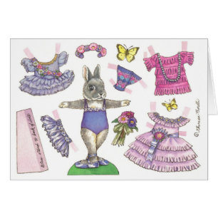 Blank Aster Ballerina Bunny Paper Doll Card