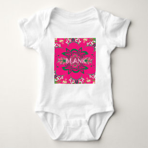 Blank Baby Vivid Pink Floral Purple Shade Monogram Baby Bodysuit