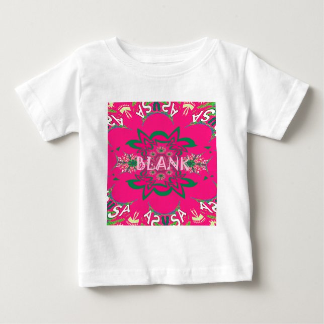 Blank Baby Vivid Pink Floral Purple Shade Monogram Baby T-Shirt (Front)
