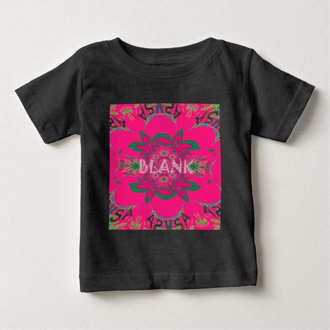 Blank Baby Vivid Pink Floral Purple Shade Monogram Baby T-Shirt (Front)