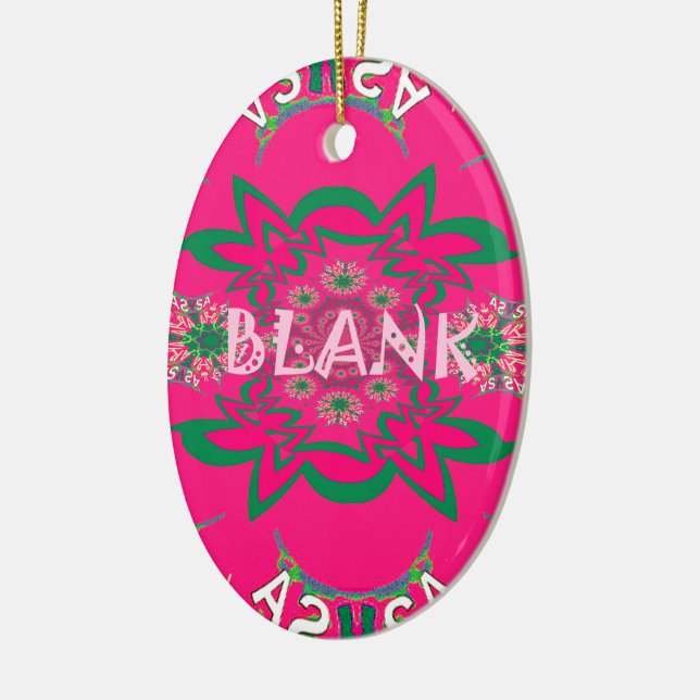 Blank Baby Vivid Pink Floral Purple Shade Monogram Ceramic Ornament (Left)