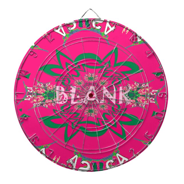 Blank Baby Vivid Pink Floral Purple Shade Monogram Dartboard (Front)