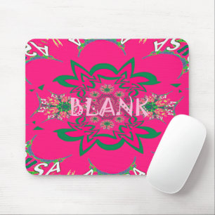 Blank Baby Vivid Pink Floral Purple Shade Monogram Mouse Pad