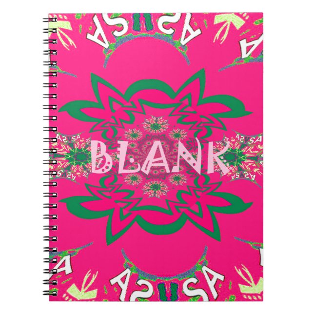 Blank Baby Vivid Pink Floral Purple Shade Monogram Notebook (Front)