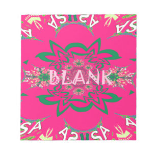 Blank Baby Vivid Pink Floral Purple Shade Monogram Notepad