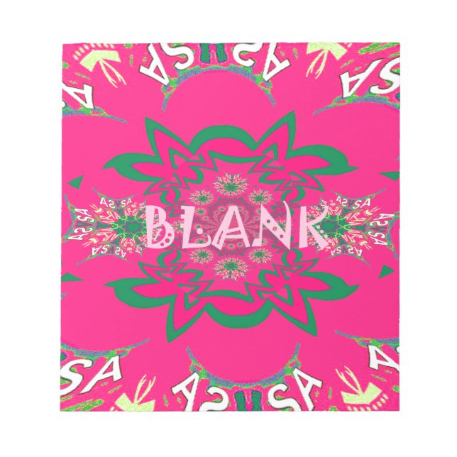 Blank Baby Vivid Pink Floral Purple Shade Monogram Notepad (Front)