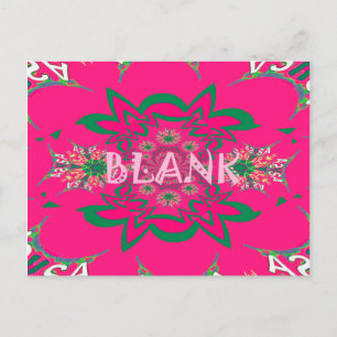 Blank Baby Vivid Pink Floral Purple Shade Monogram Postcard