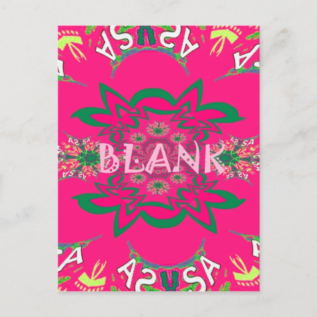Blank Baby Vivid Pink Floral Purple Shade Monogram Postcard (Front)