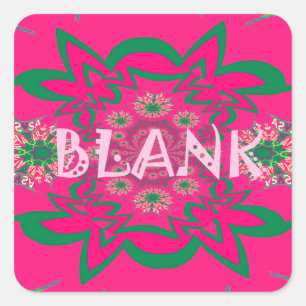 Blank Baby Vivid Pink Floral Purple Shade Monogram Square Sticker