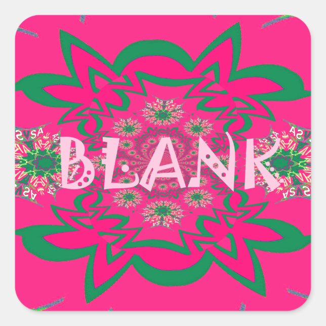 Blank Baby Vivid Pink Floral Purple Shade Monogram Square Sticker (Front)