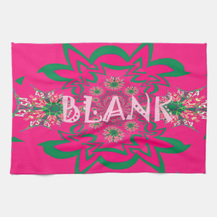 Blank Baby Vivid Pink Floral Purple Shade Monogram Tea Towel