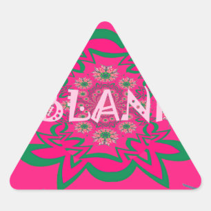 Blank Baby Vivid Pink Floral Purple Shade Monogram Triangle Sticker