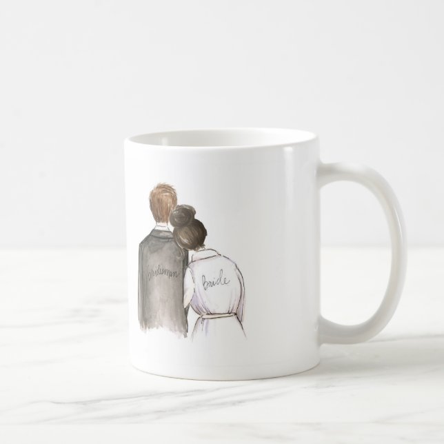 BLANK BACK Mug Dk Br Bun Bride Br Man (Right)