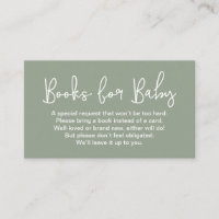 Blank back Sage Green Baby shower Book Request