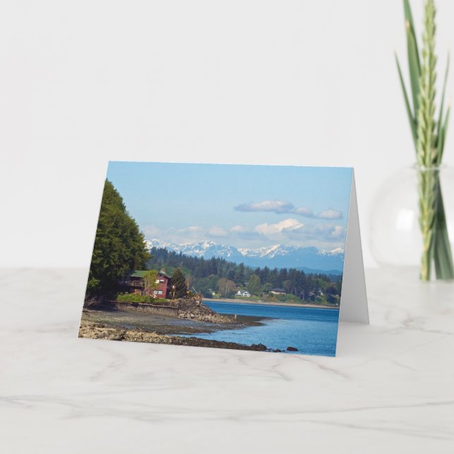 Blank Beach and Olympic Mountains Card (Front)