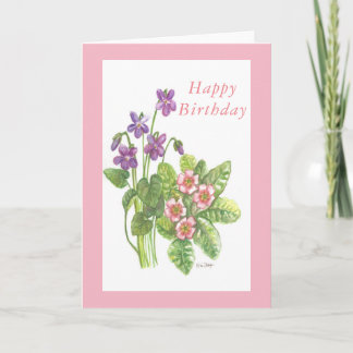 Blank birthday card February birth flowers