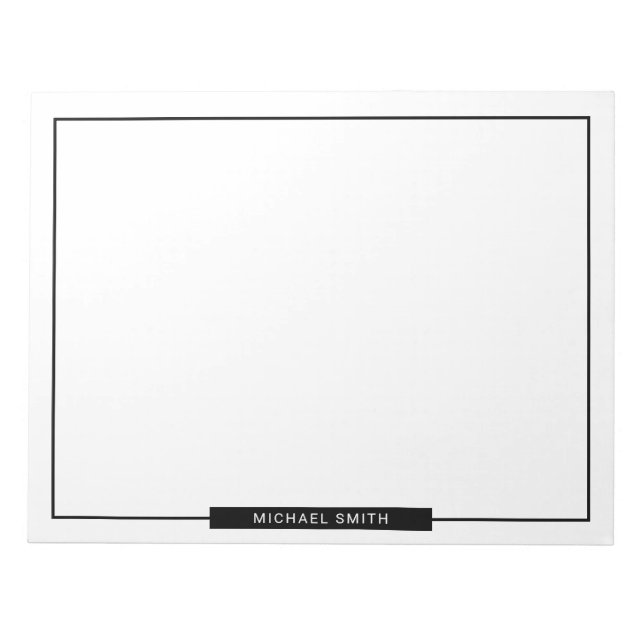 Blank Black and White with Custom Name Notepad (Front)