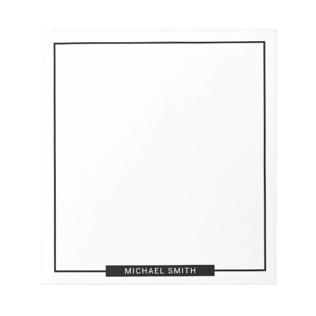 Blank Black and White with Custom Name Notepad (Front)