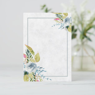 Blank Blue watercolor floral wedding  Invitation