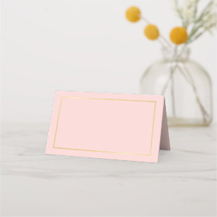 Blank Blush Pink and Gold Wedding Place Card
