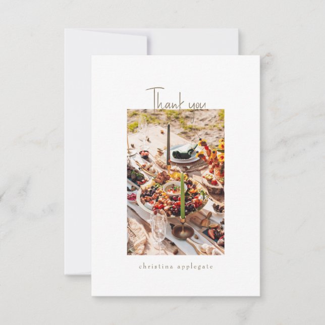 Blank Bridal Shower Gold Text Photo Thank You (Front)