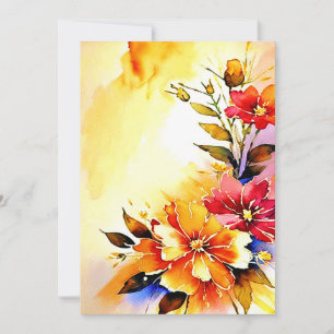 Blank Bright watercolor floral Wedding Invitation