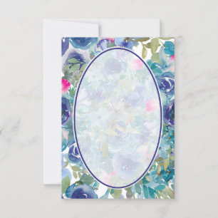 Blank budget Blue floral background wedding  Invitation