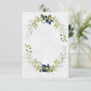 Blank Budget Blue floral frame wedding Invitation