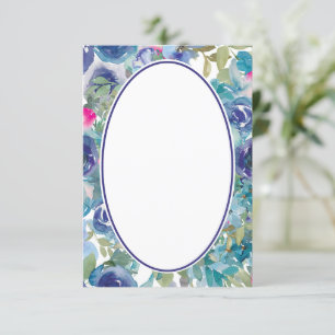 Blank budget Blue watercolor floral wedding Invitation