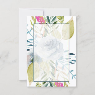 Blank budget Blue watercolor floral wedding Invitation
