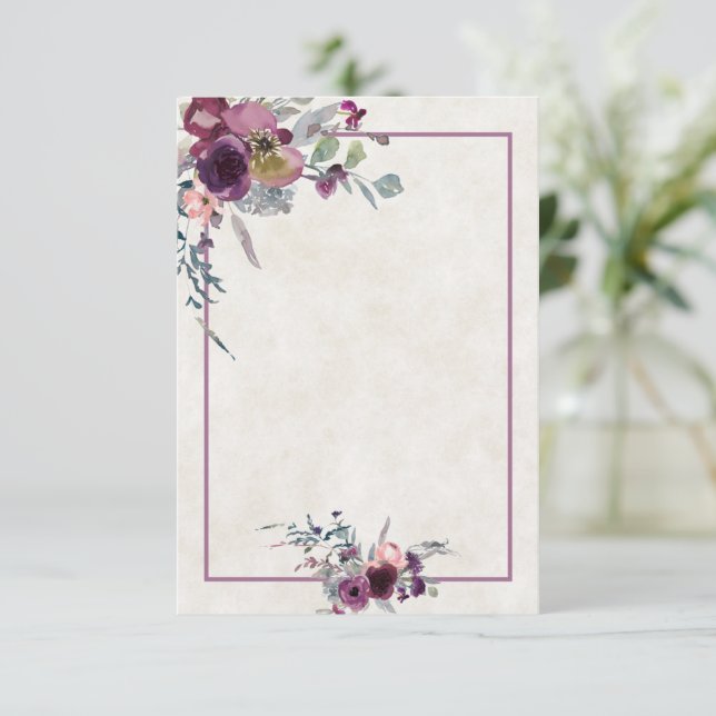 Blank budget Burgundy and pink floral wedding  Inv Invitation (Standing Front)