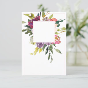 Blank budget Burgundy and purple floral wedding Invitation