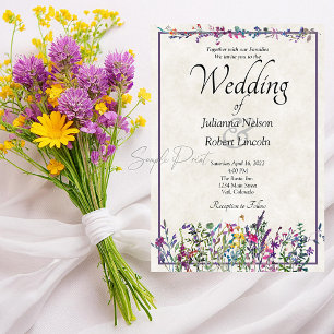 Blank budget Colourful wildflowers wedding  Invita Invitation