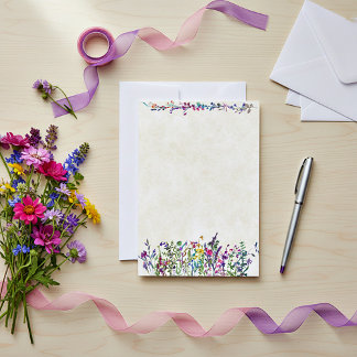 Blank budget Colourful wildflowers wedding  Invitation