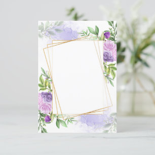 Blank budget Elegant purple floral wedding  Invitation