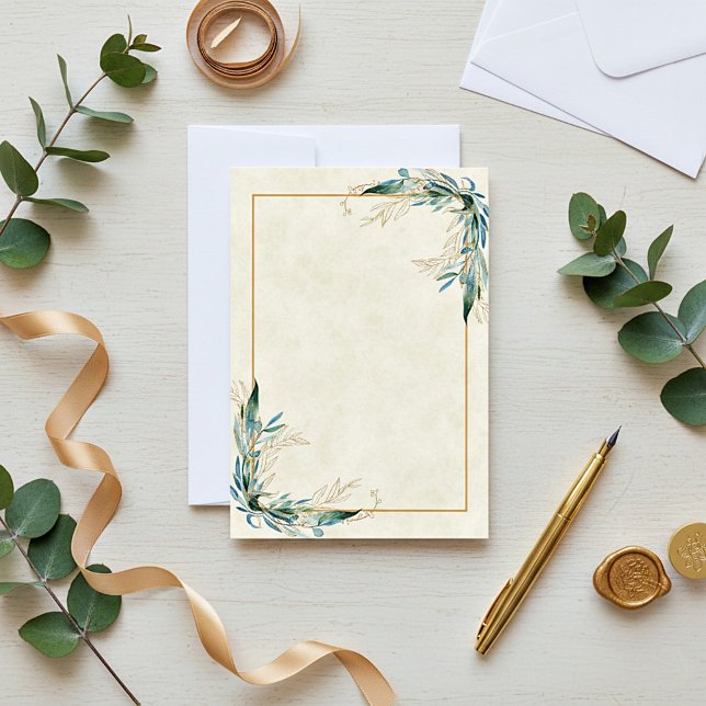 Blank budget Eucalyptus and gold wedding  Invitati Invitation (Creator Uploaded)