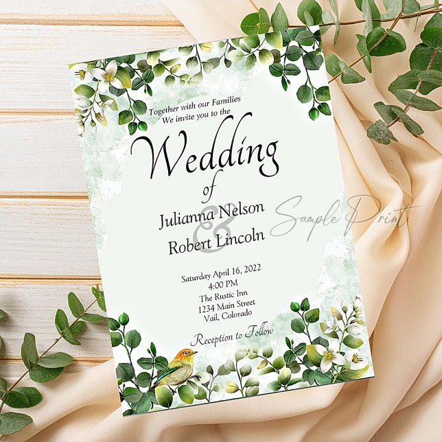 Blank budget Eucalyptus greenery wedding  Invitation (Creator Uploaded)