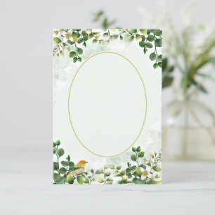Blank budget Eucalyptus in green and gold wedding  Invitation