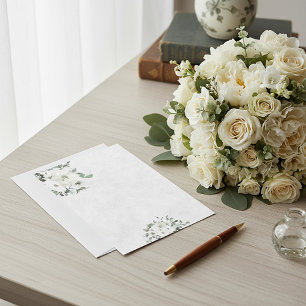 Blank budget Ivory watercolor floral wedding Invitation