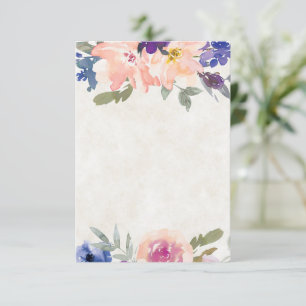 Blank budget Orange and blue floral wedding  Invitation